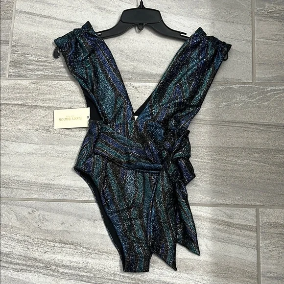 Ramy Brook Metallic Blue and Black bathing suit - Picture 1 of 10